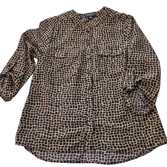 Elementz Button Down Blouse Sz M Petite - Picture 1 of 12